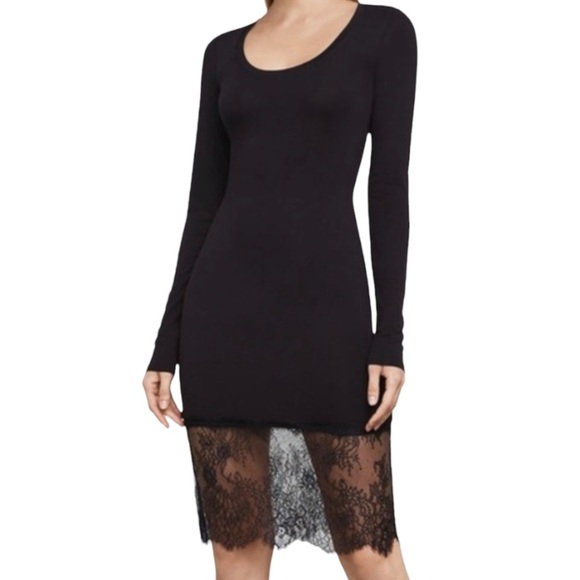 BCBG MaxAzria Ribbed Knit Lace Hem Dress - Picture 1 of 6